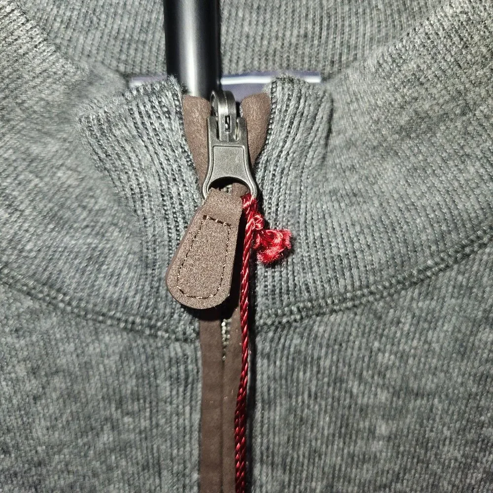 Cremieux 2XT Quarter Zip Sweater‎ Gray Cotton Pullover Elbow Patch Reversible